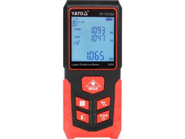YATO Laserový merač vzdialenosti 100 m / Laserový merač vzdialenosti / Uhol, plocha, objem / Presnosť ±2 mm (YT-731252)
