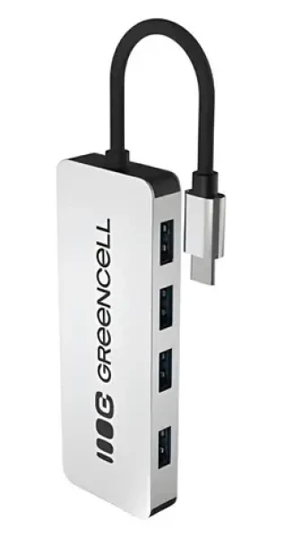 Green Cell USB-C Hub 4v1 hliníkové púzdro / USB hub / 4X USB 3.0 / 5 Gb / s (HUB-GC-C4A)