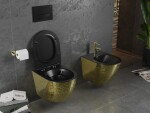 MEXEN - Lena Závesná WC misa vrátane sedátka s slow-slim, duroplast, čierna/zlatá vzor 30224078