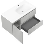MEXEN/S - Rivel kúpeľňová skrinka 90 cm s umývadlom Vela pravá, 2S, 1D, reliéf, šedá mat/biela mat 91A23-09047-3-BBFFF62-W23P01