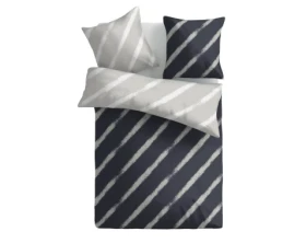 Obliečky Estella 200x200 cm, pruhované modro-šedé, renforcé%