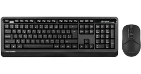 A4Tech FG1012S čierna / tichý set bezdrôtová klávesnica + myši / CZ layout / USB-A nano prijímač 2.4GHz (FG1012S-BK)