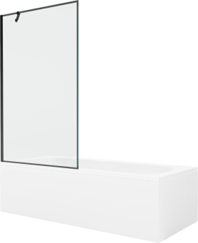 MEXEN/S - Vega obdĺžniková vaňa 180 x 80 cm s panelom + vaňová zástena 100, čierna vzor 550118080X9510007070