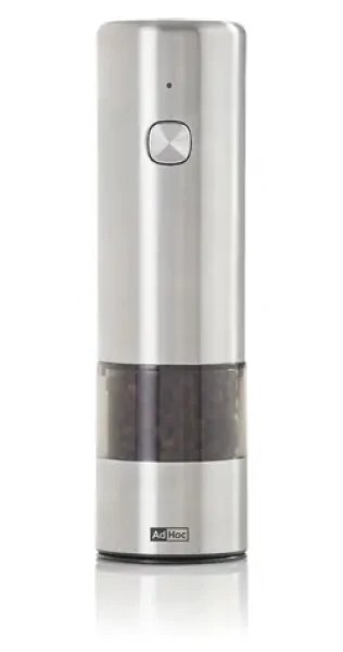 AdHoc i.Mill nerez/akryl / Mlynček na soľ a korenie / USB-C / keramický mechanizmus CeraCut® / výška 17 cm