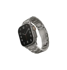 UNIQ Osta článkový oceľový remienok pre Apple Watch 49/45/44/42 mm, Titanium (Silver) (8886463684641)