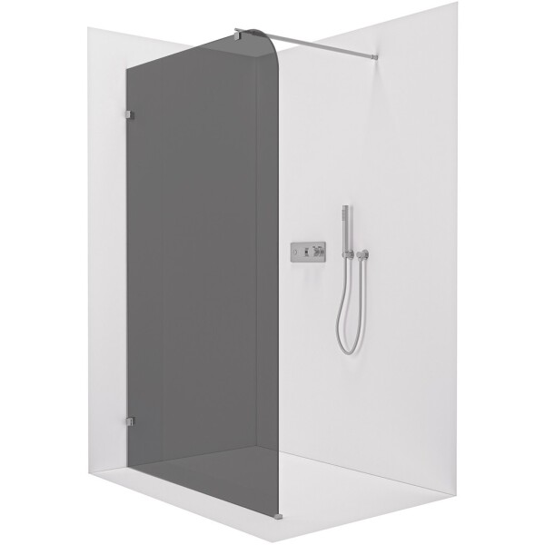 CERANO - Sprchová zástena Walk-in Orbis Round Ľ/P - 8 mm - okrúhla vzpera - chróm, grafitové sklo - 150x200 CER-978749