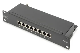 Digitus čierna / Patch panel / 10" / CAT6A tienený / 8 portov / 1U (DN-91608S-EA)