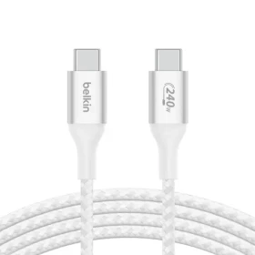 Belkin BOOST CHARGE kábel opletený USB-C na USB-C biela / 240W / 1m (CAB015bt1MWH)