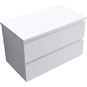 CERANO - Kúpeľňová skrinka Carole + doska pod umývadlo Navira Pro - 36 mm - biela matná ryhovaná - 80x51,6x46 CER-321028