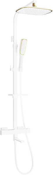 MEXEN/S - CQ49 vaňový stĺp s termostatickou batériou, biela / zlato 779104995-25
