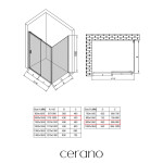 CERANO - Sprchovací kút Varone LINE Ľ/P - 6 mm - čierna matná, transparentné sklo - 100x90x195 - posuvný CER-DY505B-90103