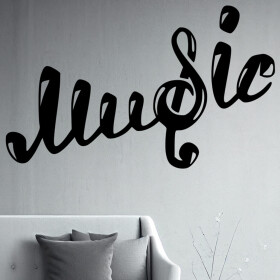 Veselá Stena Samolepka Nápis Music Farba: černá, Veľkosť: 60 x 37 cm