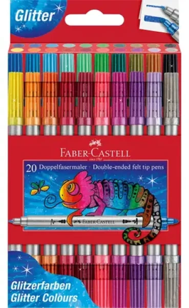 Faber-Castell Sada trblietavých obojstranných fixiek 20 ks / Fixy / dva hroty / plastové púzdro (151108)