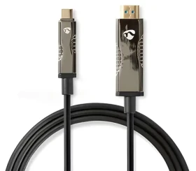 Nedis Aktívny optický kábel USB-C - HDMI 30 m čierna / Kábel adaptérový / 4K 60Hz / 18 Gbps (CCBG6410BK300)