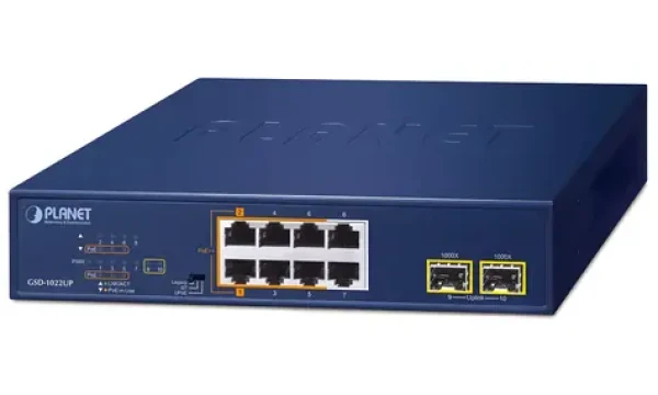 Planet GSD-1022UP / PoE switch / 8x Gigabit / 2x SFP / PoE+/PoE++ / neriadený (GSD-1022UP)