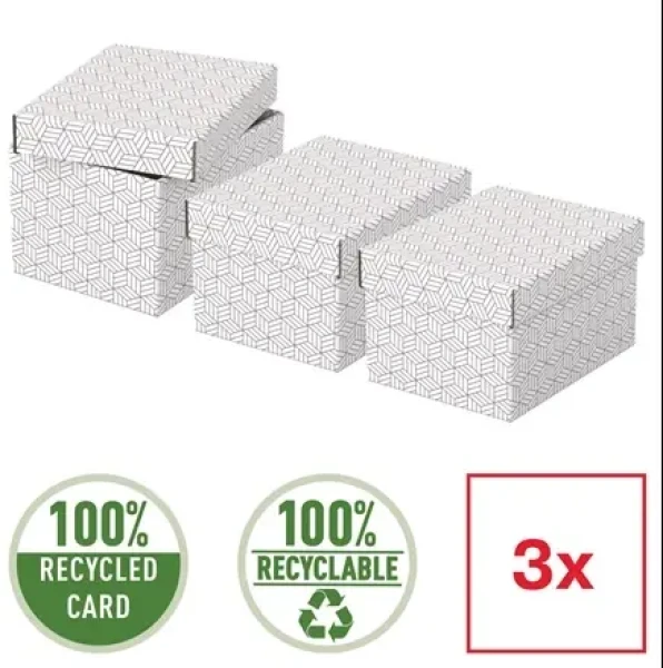 Esselte Home S biela / Úložný box / súprava 3 ks / lepenka (628280)