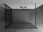 MEXEN/S - Kioto Sprchová zástena WALK-IN 110 x 110, čierny vzor, grafit kartáčovaná 800-110-212-66-70-110