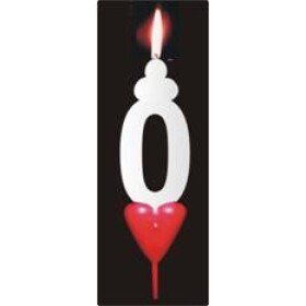 Tortová sviečka so srdiečkom číslica 0 - PREZENT
