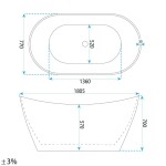 REA - Voľne stojaca vaňa FERRANO 180 cm REA-W0960