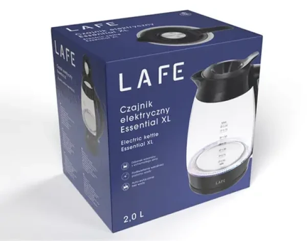 Lafe Essential XL LAFCZA47573 čierna / Varná kanvica / 2 l / 2200 W / sklenená kanvica (LAFCZA47573)