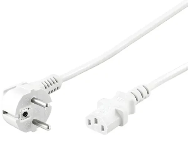 PremiumCord Kábel sieťový 230V k počítaču 3M biely / Napájací kábel / CEE 7/7 - IEC C13 / 10A (kpsp3w)