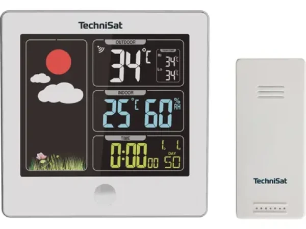 TechniSat iMETEO X2 biela / Meteostanica / LCD farebný displej / teplota vlhkosť / 4X AA (MET01H)