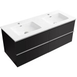 CERANO - Kúpeľňová skrinka Velora - čierna matná, úchytka chróm + keramické umývadlo Novo - biela lesklá - 121x54,5x46,5 CER-979893