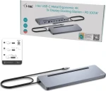 I-TEC USB-C Metal Ergonomic 3x 4K Display / Dokovacia stanica / 1x HDMI 2x DP / PD 100W / 4X USB-A 3.2 / LAN / SD (C31FLAT2PDPRO)