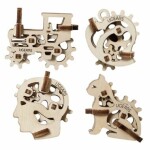 Ugears 3D drevené mechanické puzzle 4 mechanické prívesky Charakterové sym