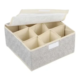 MSV priedušný zásuvkový box s 9 priehradkami sivý / polypropylén / 26.5 x 26.5 x 13 cm (3700703911333)