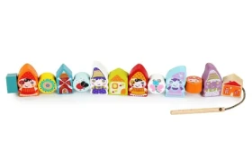 CUBIKA 13654 Navliekací trpaslíci - navliekací set - 13 drevených dielov a 8 predlôh