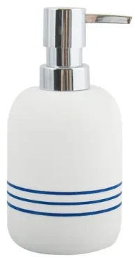 MSV PACCO biela s modrými pruhmi / Dávkovač mydla / 200 ml / 7,5 x 16,5 cm