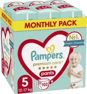 Pampers Pants Premium Care 12-17 kg (102ks) / Plienkové nohavičky / Veľkosť 5 (12-17 kg) (8006540490976)