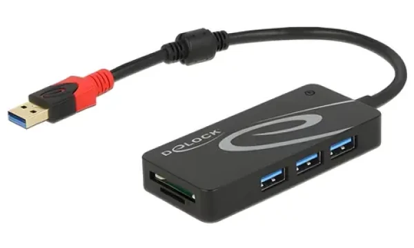 DeLock USB hub / USB 3.2 Gen 1 / 3× USB-A + 2× čítačka kariet SD a microSD (62899)