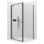 CERANO - Sprchovací kút Ferri L/P - 6 mm - čierna matná, transparentné sklo - 80x80x195 - pivotový CER-427471