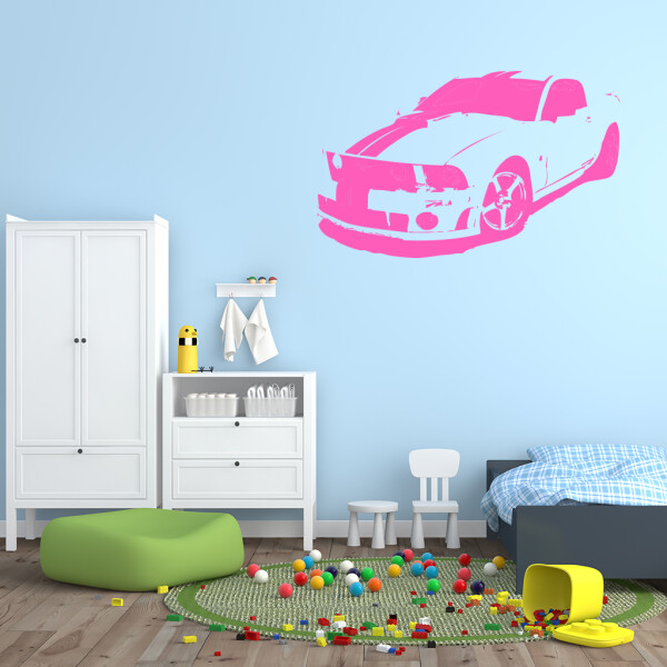 Veselá Stena Samolepka Auto Mustang Farba: ružová, Veľkosť: 80 x 50 cm