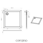 CERANO - Sprchová vanička štvorcová Brio - SMC/minerálny kompozit - štruktúrovaná biela - 100x100x4 CER-679502