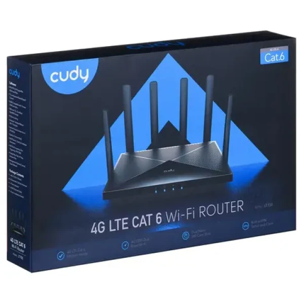 Cudy LT700 / 4G LTE Cat6 router / 4X Gigabit LAN / 2,4 GHz 300 Mbps / 5 GHz 867 Mbps / Dual SIM (LT700)