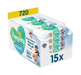Pampers Harmónia Aqua Paw Patrol vlhčené obrúsky 720 ks (15x48 ks) (8700216722520)