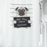 Spirella BAD Dog biela / Sprchový záves / motív pes / 180 x 200 cm / polyester