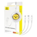 Baseus Cute Powerful Nabíjací USB-A kábel 3v1 1.1m biela / 1x USB-C (M) / 1x microUSB (M) / 1x Lightning (M) (P10362900211-00)