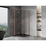 MEXEN/S - Mist-F Duo sprchovací kút skladacie dvere 75 x 75, transparent, meď kartáčovaná 8A6-075L-075P-65-00