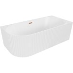 MEXEN/S - Gia voľne stojaca rohová vaňa reliéf pravá 150 x 75, biela mat, sifón a prepad ružové zlato 52701507501P-60