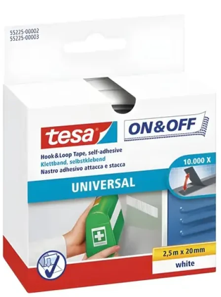 Tesa ONOFF černá / Suchý zip / 20 mm / 2,5 m / samolepicí (55225-00000-02)