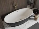 MEXEN/S - Bilbao voľne stojaca vaňa 180 x 90, biela/čierna, sifón a prepad zlatá 51311809075-50