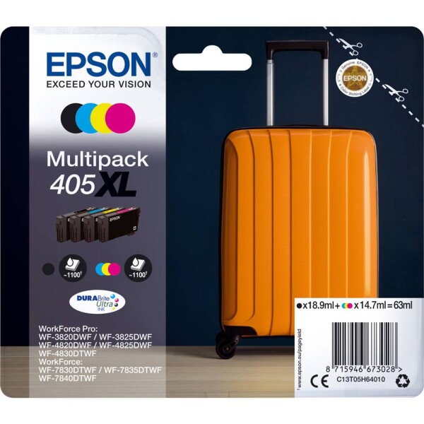 Epson Epson originálny ink / Toner C13T05H64010, 405XL, CMYK, 1x18.9 + 3x14.7ml, Epson WF-7835DTWF, WF-7830DTWF, WF-7840DTWF, WF-4830DTWF