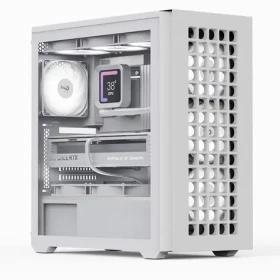 AeroCool D502A-G-WT-V1 biela / Skriňa / Midi Tower / ATX / Mesh / tvrdené sklo / RGB / bez zdroja (ACCM-MA02043.21)