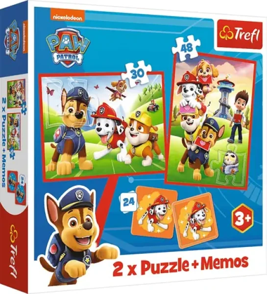 Trefl - Puzzle - Sada 3v1 Tlapková patrola v akcii (2x puzzle + Pexeso)