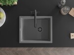MEXEN/S MEXEN/S - Pedro granitový drez 1-miska 560 x 460 mm, sivá, sifón čierna 6508561000-71-B