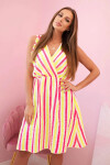 Dámske bavlnené šaty s farebnými pruhmi v neónovo žltej farbe UNI
